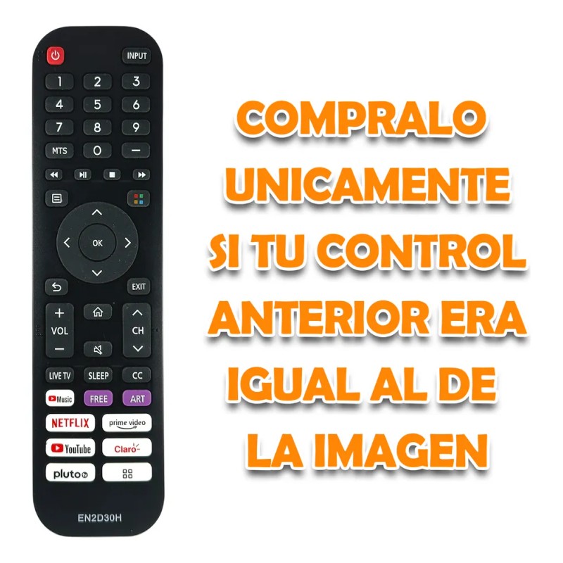 Control Para Hisense Smart Tv Vidaa 4k En2d30h Apps Mayoreo