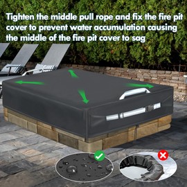 Rectangular Built In Stone Fire Pit Cover For In Ground Firepit, Gas Fire Pit Table Cover with Adjustable Buckle, UV Resistant Waterproof Built In Stone Firepits 74"L x 32"W x 8"H