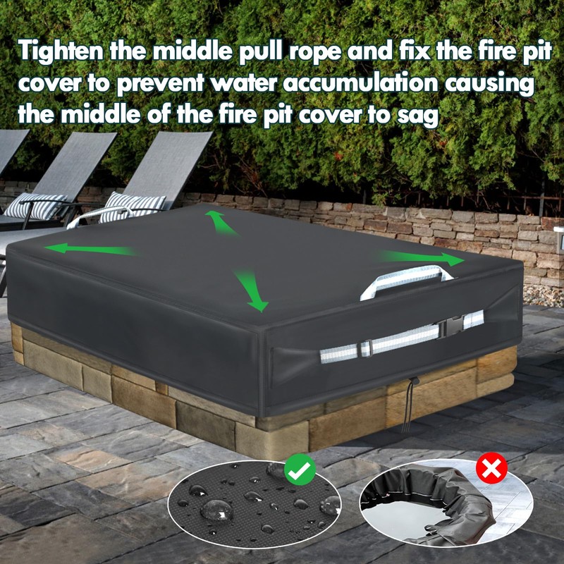 Rectangular Built In Stone Fire Pit Cover For In Ground
