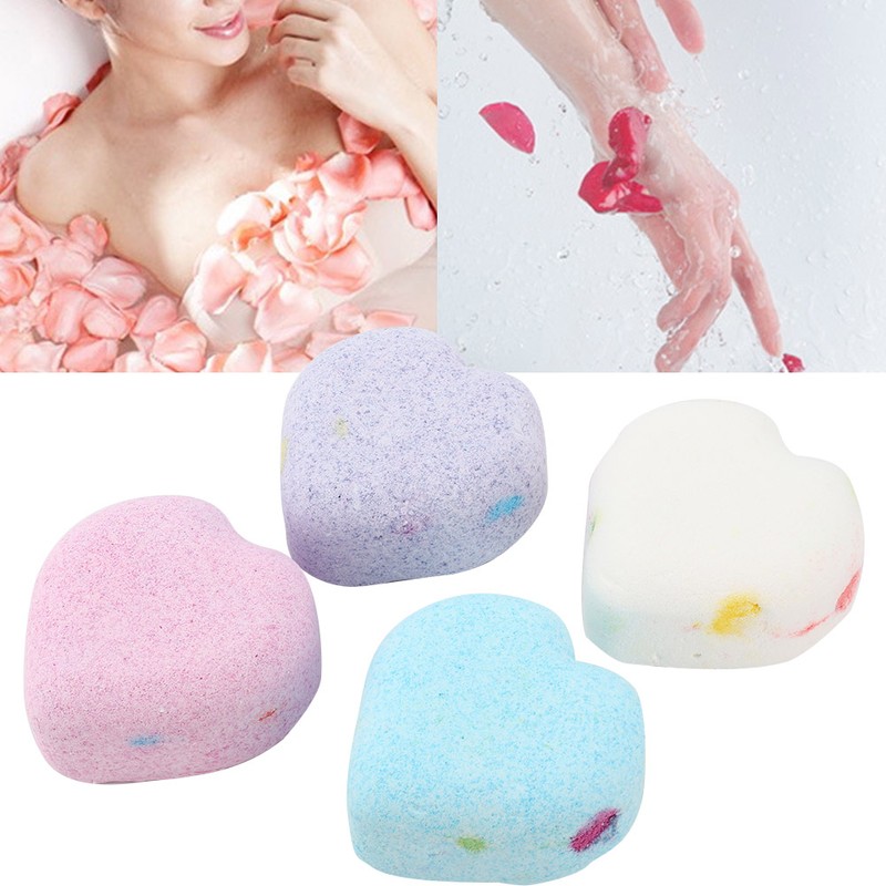 4pcs Heart Shape Bathroom Aromatherapy Body Cleaner Nourishing Moisturizing Bath