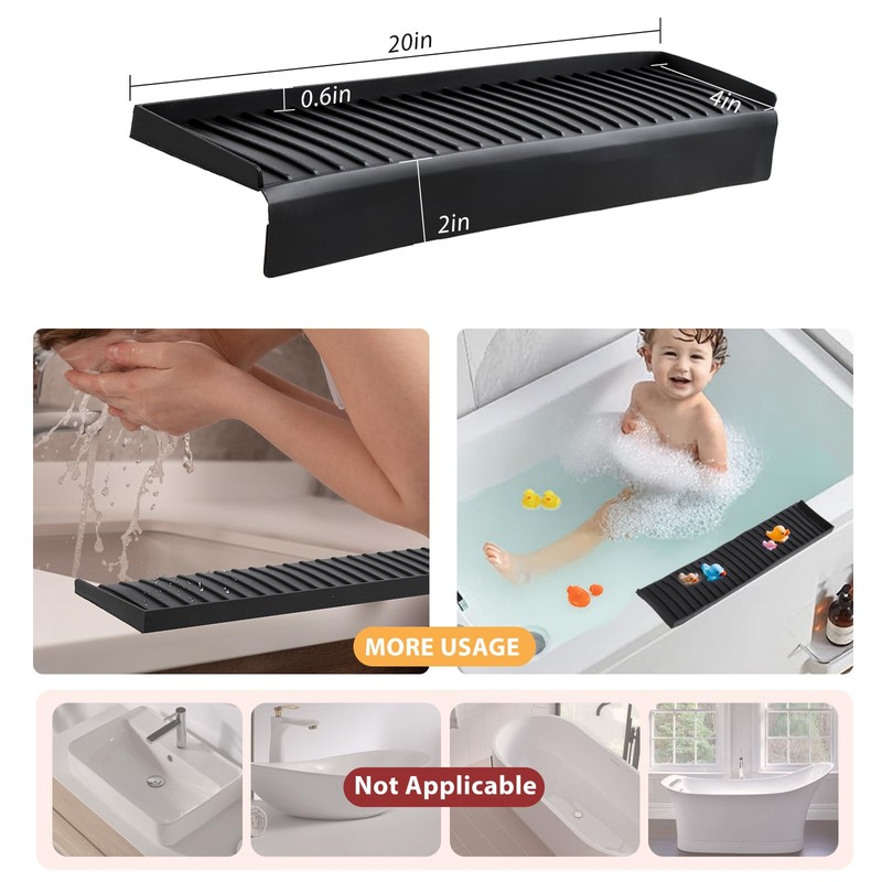 AyNirser Sink Edge Protector with Suction Cup 4"x20", Silicone Sink