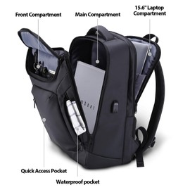 HOMIEE Business Smart Backpack, Waterproof 15.6 inch Laptop Backpack, Compact Laptop Bag Travel backpack Cabin Size for Office, Work, College School,Flight