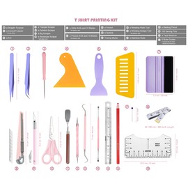 T Shirt Printing Starter Kit with 8 Ruler Guides, Vinyl Weeding Tools for Heat Transfer Vinyl, Cute