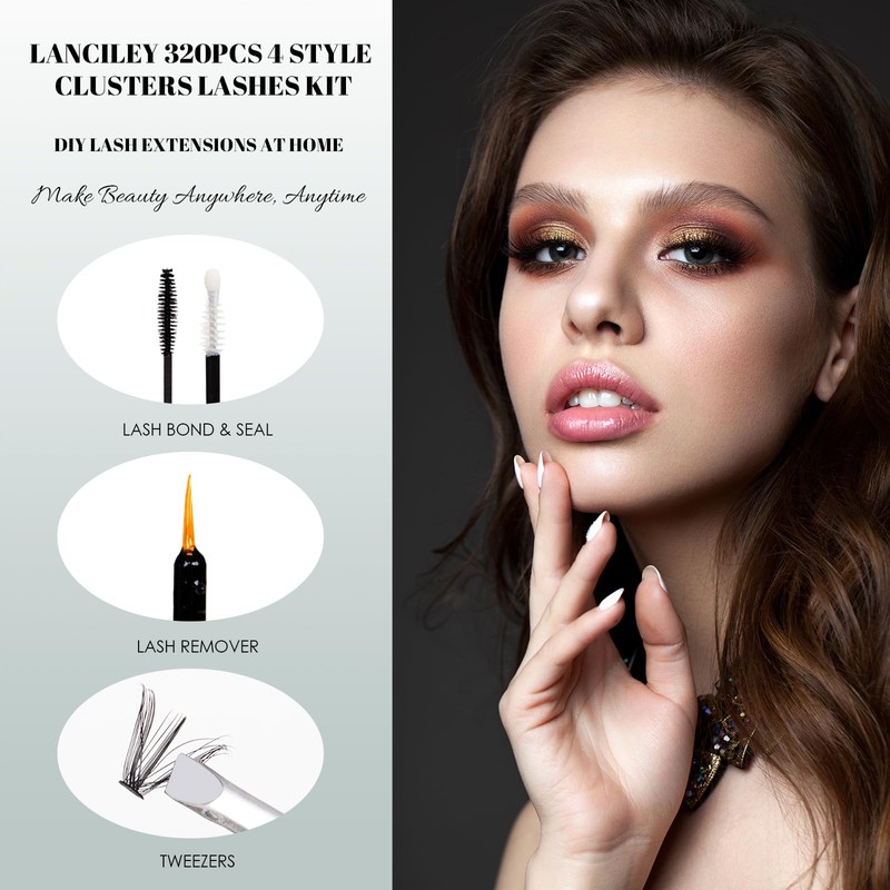Lash Clusters 320PCS 12-20MM 30D+40D+80D+100D DIY Eyelash Extensions Kit Fluffy