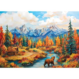 Puzzles for Adults 1000 Pieces Autumn Scenic Wilderness Bear Adventure Jigsaw Puzzle, Adult Puzzles for Relaxation and Decor