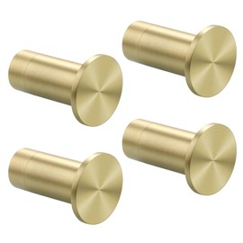 SAYAYO 4PCS Coat Hooks Screw-in Bathroom Towel Robe Hook, SUS304 Stainless Steel Heavy Duty Door Hanger Hat Clothes Closet Sponges Holder for Kitchen Home, Gold Finished