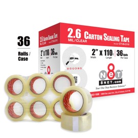 8NET Clear Packing Tape, 2.6 mil 2" x 110 yds (330 ft), Industrial Shipping Moving Carton Sealing Tapes, 36 Rolls