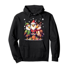 Cute Christmas Eagles in Santa Elf and Reindeer Costumes Pullover Hoodie