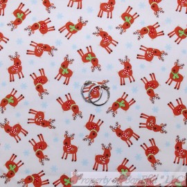 Timeless Treasures Fabric BonEful Fabric FQ Cotton Quilt White Brown Red Reindeer Antler Cabin Xmas Small