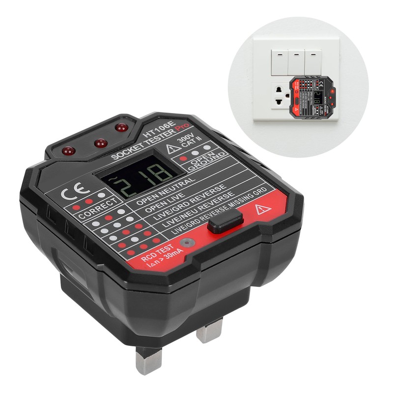 Socket Tester Digital Display Office Leakage Test Portable Plug Detector