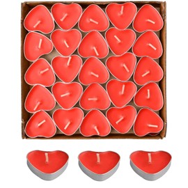 YSTrillion Teelicht Set 50 Herzförmige Kerzen Teelichter,Romantische Liebe Unparfümierte Teelichter Kerzen,Herz Romantische Teelichter für Geburtstag,Vorschlag,Hochzeit (Red Heart)
