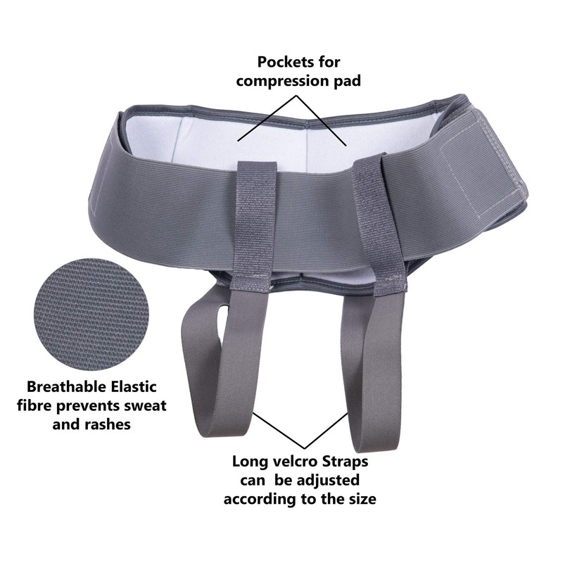 Wonder Care- Grey Hernia belt for men Truss Brace with