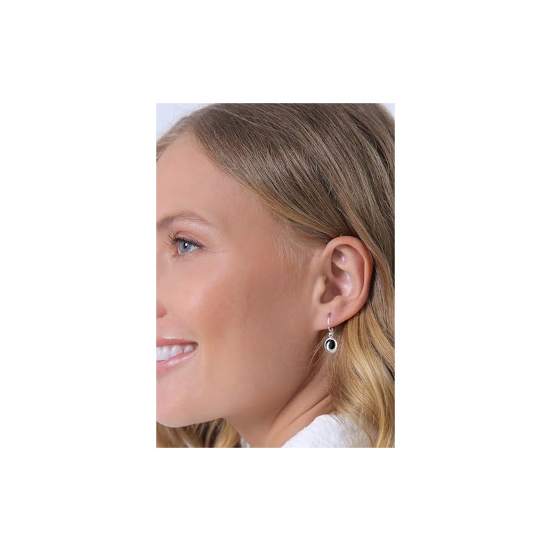 Elli Women's Earrings Wave Design with Onyx in 925 Sterling