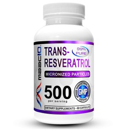 MAAC10 Formulas Trans-Resveratrol 500mg + BioPerine 5mg For Enhanced Bioavailability | 60 Gastric Acid Resistant Capsules | 1000mg Polygonum Cuspidatum 2 Per Serving | High Absorption Resveratrol by MAAC10 Formulas