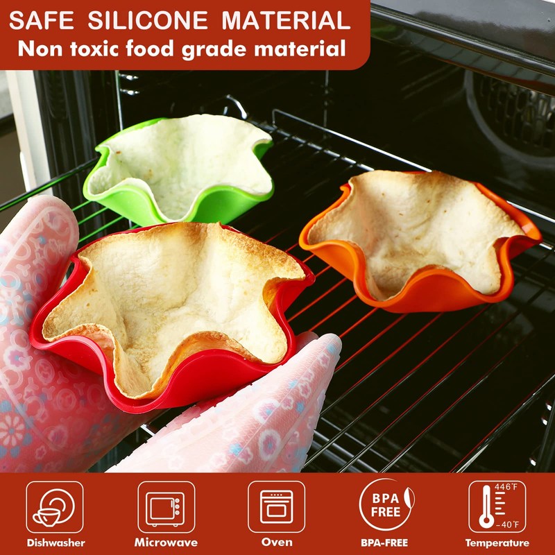 Koluti Nonstick Silicone Tortilla Shell Maker Set of 3, Colorful