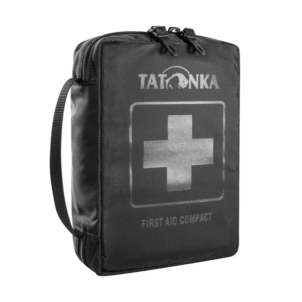 Tatonka First Aid Compact - First Aid Bag with Extensive Contents - Including Emergency Blanket, Checklist and Cheat Sheet for First Aid - For Outdoor, Hiking, Trekking - Black