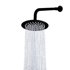 Cabeza de Ducha de Lluvia Negro Mate de Alta Presión, Regadera Redonda de Acero Inoxidable de 6 Pulgadas, Cabezal de Ducha de Lluvia Ultrafina con Montaje Fijo para Baño, CV-50015-N