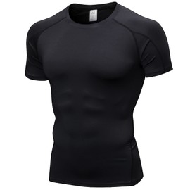 Black Compression Shirts Men Cool Dry Workout Running Shirts Sports Baselayer Undershirts