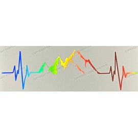 OwnTheAvenue Heart Beat Mountains Hiking Camping Holographic Oil Slick Decal Sticker 7"
