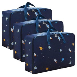 ELLECILA 3 Pcs 75L Large Storage Bags with Zips, Waterproof Heavy Duty Oxford Cloth Moving Bags for Clothes, Duvet, Blankets, Bedding – Sturdy, No-Smell, Space-Saving Storage Solution