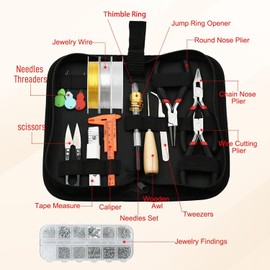 KEWAYO Jewelry Making Supplies Kit, Repair and Beading Supplies Kit with Craft Ring Wire, Tools, Pliers and Jewelry Findings