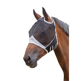 Shires Fine Mesh Fly Mask with Ear Holes Black Full