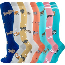 cerpite 8 Pairs Compression Socks for Men & Women 20-30 mmHg Knee High Nurse Pregnant Running Medical and Travel