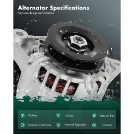 SCITOO Alternator for 11847 Fits for Genesis R70 for Kubota 1995-2007, for Genesis R90 for Kubota 1995-2007 70Amp CCW IR IF 1-Groove 30-01114-07 A-9549 A1738B 11847