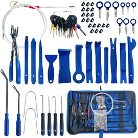 Socpuro 70PCS Trim Removal Tool, Auto Push Pin Bumper Retainer Clip Set, Door Panel Removal Tool Kit Include Panel Clip Removal Pliers Car Plastic Pry Tool and Storage Bag (Blue)