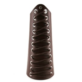 HZMAN 1 Pack Unisex Faux Back Leather Gauntlet Wristband Wide Bracer Arm Armor Cuff (Brown 1Pcs)