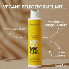 Jean & Len Lockentraum Mango & Matcha Shampoo Nourishes & Gives Naturally Defined Curls and Waves, Tames Unruly Hair, No Silicones & Parabens, Vegan, 300 ml