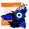 JZK Evil Eye black dream catcher, blue feather dream catcher