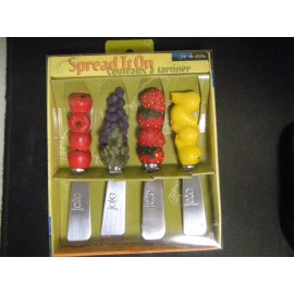 Joie De Vivre Spread It On Couteaux a Tartiner Cheese Spreader Set Fruit Theme