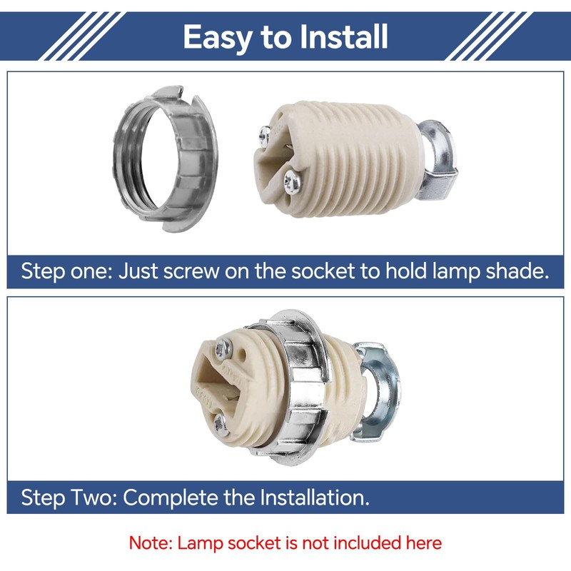 Caldarax 6 Pack G9 Light Socket Rings, M20 Shade Holder
