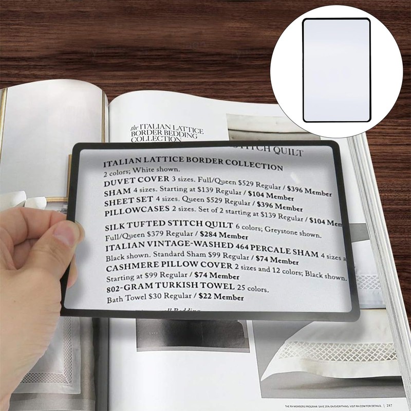 3X Page Magnifying Sheet for Reading, 4 Pcs Flat Magnifier