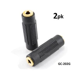 CablesOnline, 2-Pack 3.5mm TRS Stereo Barrel Connector F/F Coupler Gender Changer, Black/Gold, GC-202G-2