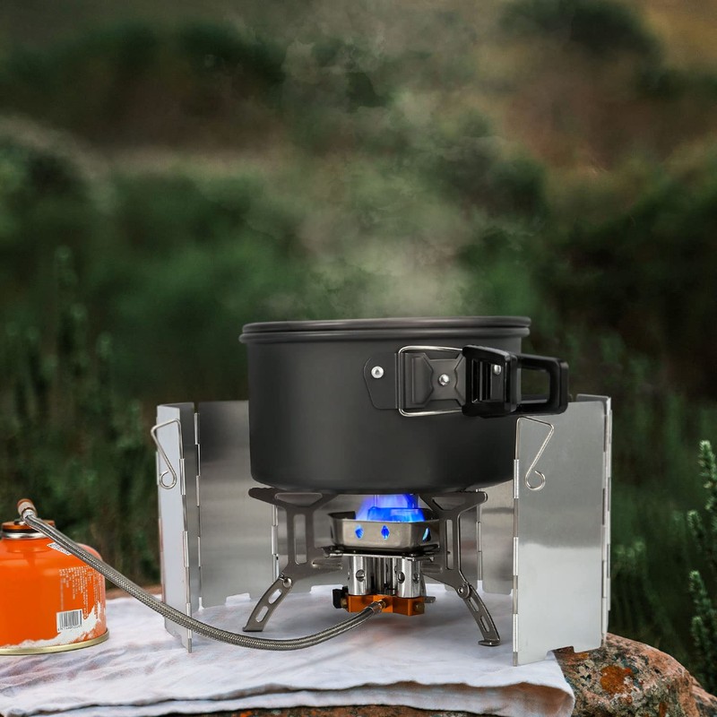 Odoland 6800W Windproof Camp Stove Camping Gas Stove with Windscreen,