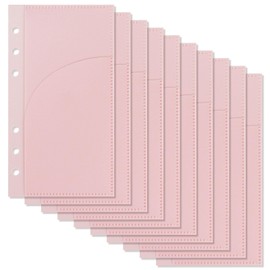 Koqye - Bolsillos para carpeta A6 sin cierre, 10 sobres de plástico sin cierre, dos bolsillos esmerilados para dinero en efectivo para presupuesto, relleno de efectivo