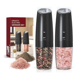 Unbranded 2 Pack Rechargeable Salt And Pepper Grinder Set with LED Light, Electric Gravity