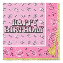 Iconikal Dinner Party Paper Napkins, Pink Bandana, 48-Count