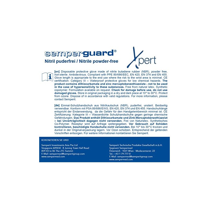 Semperguard Nitrile Xpert Powder-Free Gloves - Medium (Box of 100)