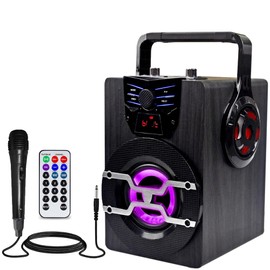 Technical Pro Portable 400 Watts Rechargeable Bluetooth Speaker with USB, SD Card, FM Radio & Karaoke Mic Inputs Perfect On-The-Go LED Speaker with 3-5 Hours Playtime - Mic and Remote Control Included