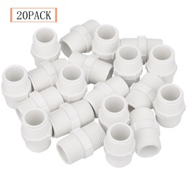20Pack 1 Inch PVC Nipple Male Thread Coupling Adapter Connector (Male x Male) 1" PVC NPT Male Thread Coupling Pipe Fitting for Thread plumbing Pipe, Home or Industrial Use, Schedule 40
