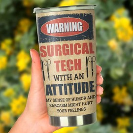 MEDROC Surgical Tech - Vaso de acero inoxidable de 20 onzas, un regalo de tecnología quirúrgica para cumpleaños, Navidad, semana de tecnología quirúrgica, regalos para mujeres, hombres, compañeros de trabajo o personal, envoltura de vaso de tecnología qu