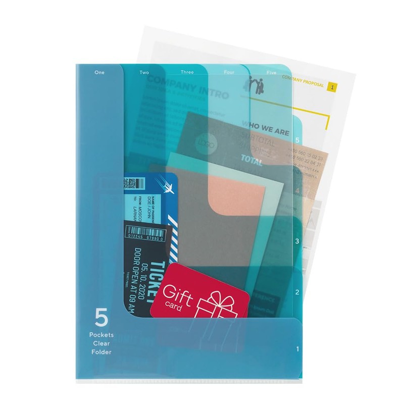 Midori 35575006 Clear File 5 Pocket Clear Holder A4 Two-Way