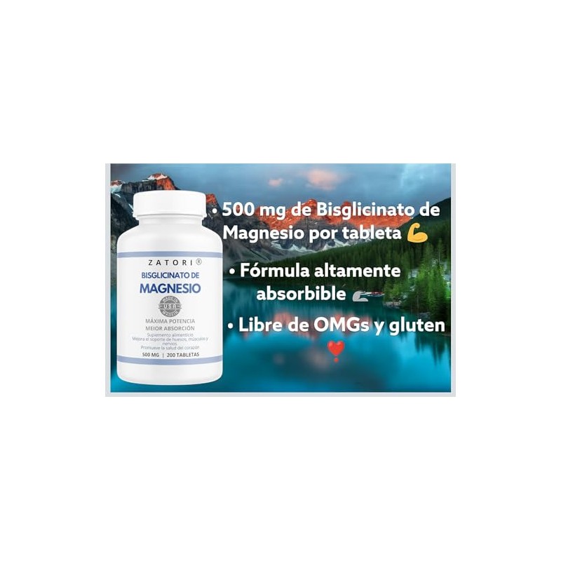 Bisglicinato de Magnesio mejor absorcin 500 mg 200 tabletas de