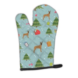 Caroline's Treasures BB4950OVMT Christmas Brindle Cropped Great Dane Oven Mitt, Heat Resistant Thick Oven Mitt for Hot Pans and Oven, Kitchen Mitt Protect Hands, Cooking Baking Glove,
