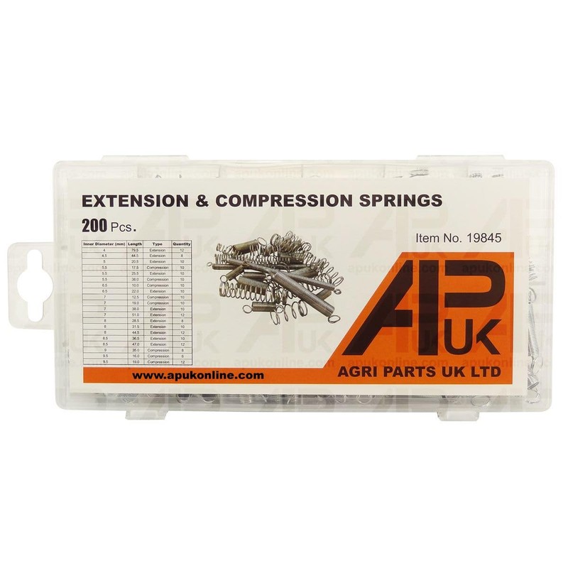 APUK 200pcs Extension Tension Compression Steel Metal Spring Assorted Assortment
