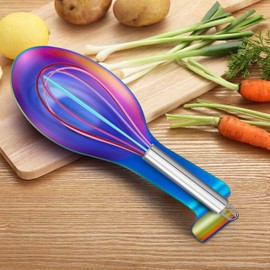 LIANYU Rainbow Spoon Rest for Kitchen Counter Stove Top, Stainless Steel Spatula Ladle Spoon Utensil Holder, Dishwasher Safe