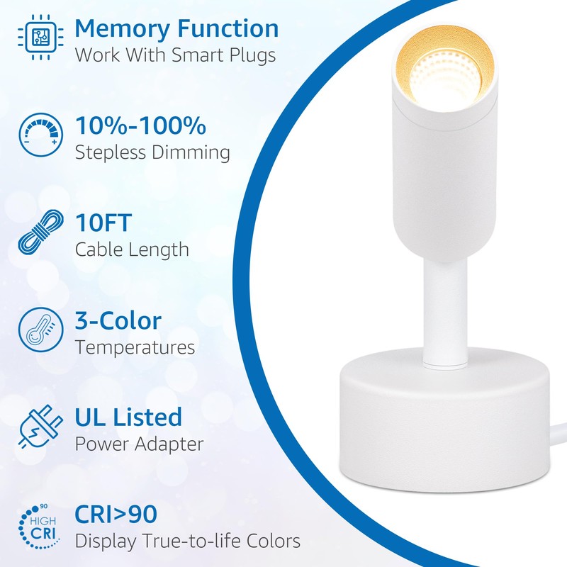SUNVIE LED Spot Lights Indoor 3W Up Lights With Memory